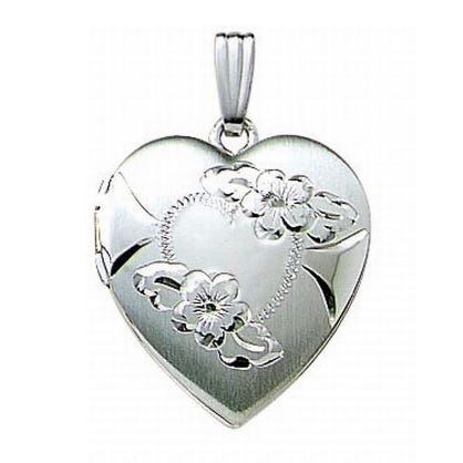 14k White Gold Heart Photo Locket