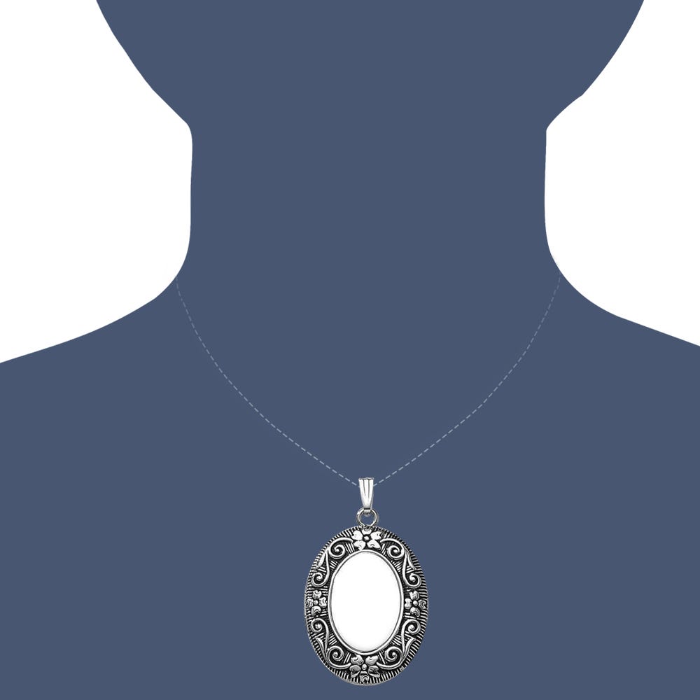 Sterling Silver "Antique" Oval Photo Locket