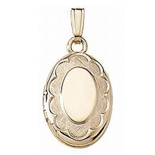 Solid 14K Yellow Gold Small Oval Photo Locket