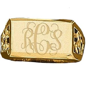 14k Gold Men's Rectangle Signet Ring