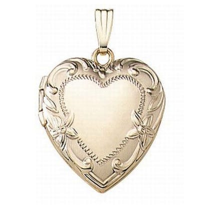 Solid 14K Yellow Gold Heart Photo Locket