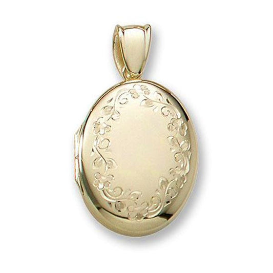 Solid 14k Yellow Gold Premium Weight Oval Picture Locket