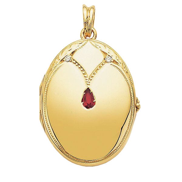 Victor Mayer 18K Gold Diamond Locket With Ruby
