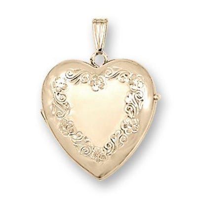 Solid 14K Yellow Gold Heart Four Photo Locket