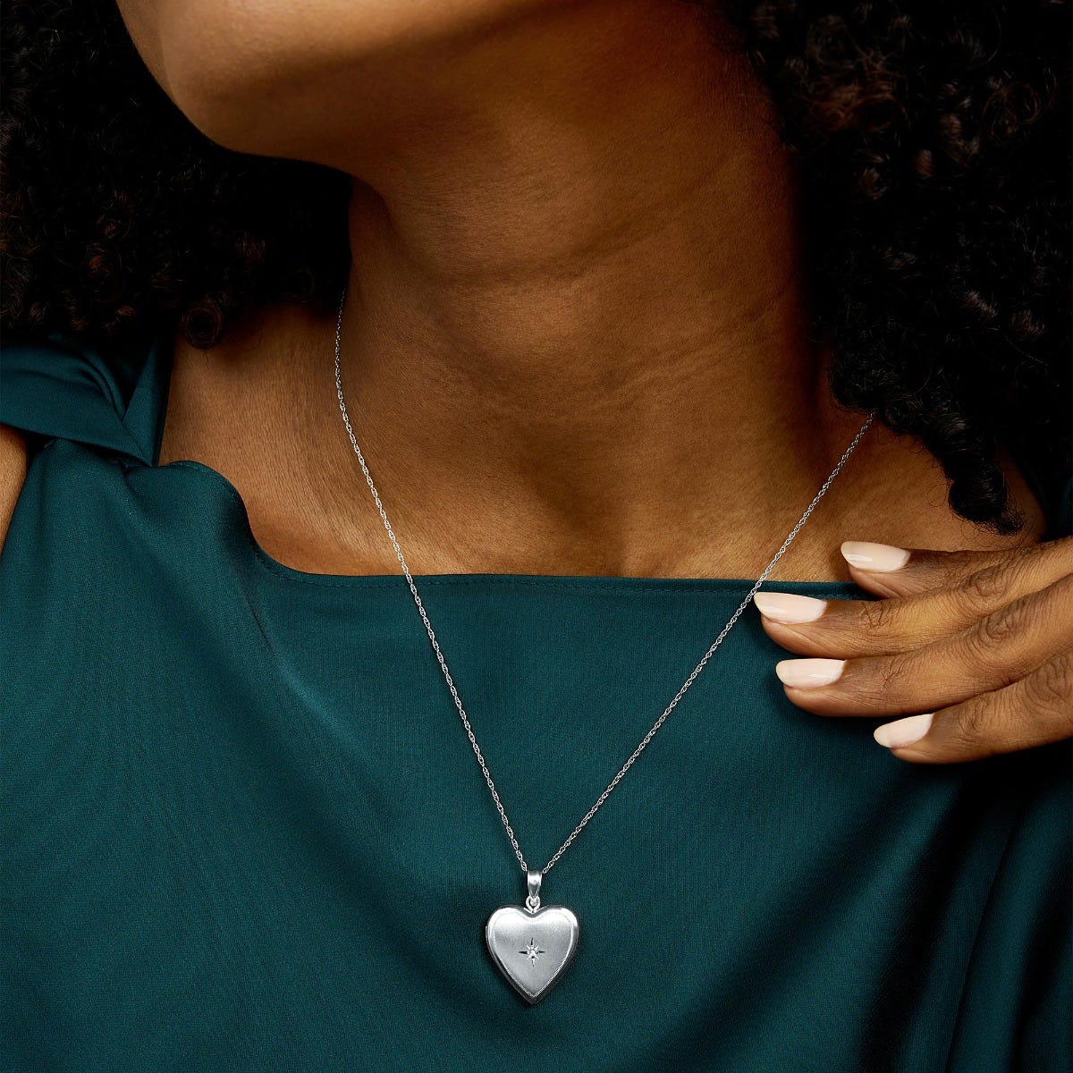 Sterling Silver Diamond Heart Photo Locket