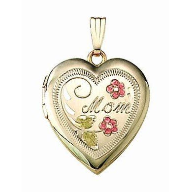 14k Gold Filled Mom Heart Photo Locket - 3/4 inch x 3/4 inch