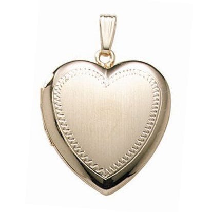 14K Gold Filled Heart Photo Locket - 1 inch x 1 inch