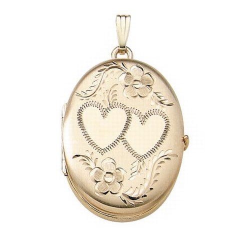 Solid 14K Yellow Gold Oval Four Photo Locket