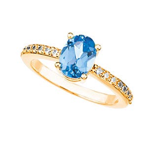 Mother's Ring with Single Birthstone with Diamonds