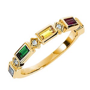 Mother's Ring with Five Birthstones and Diamonds