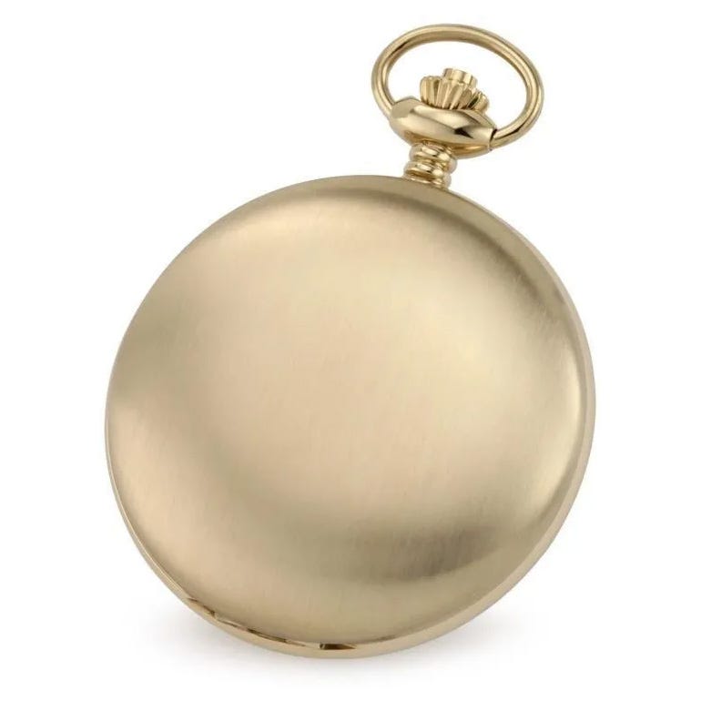 Charles-Hubert Paris Gold-Plated Stainless Steel Satin Finish Hunter Case Mechanical Pocket Watch