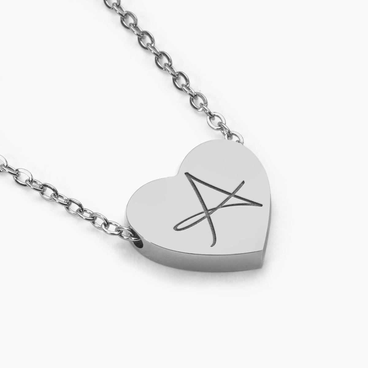 Custom Initial Stainless Steel Heart Necklace