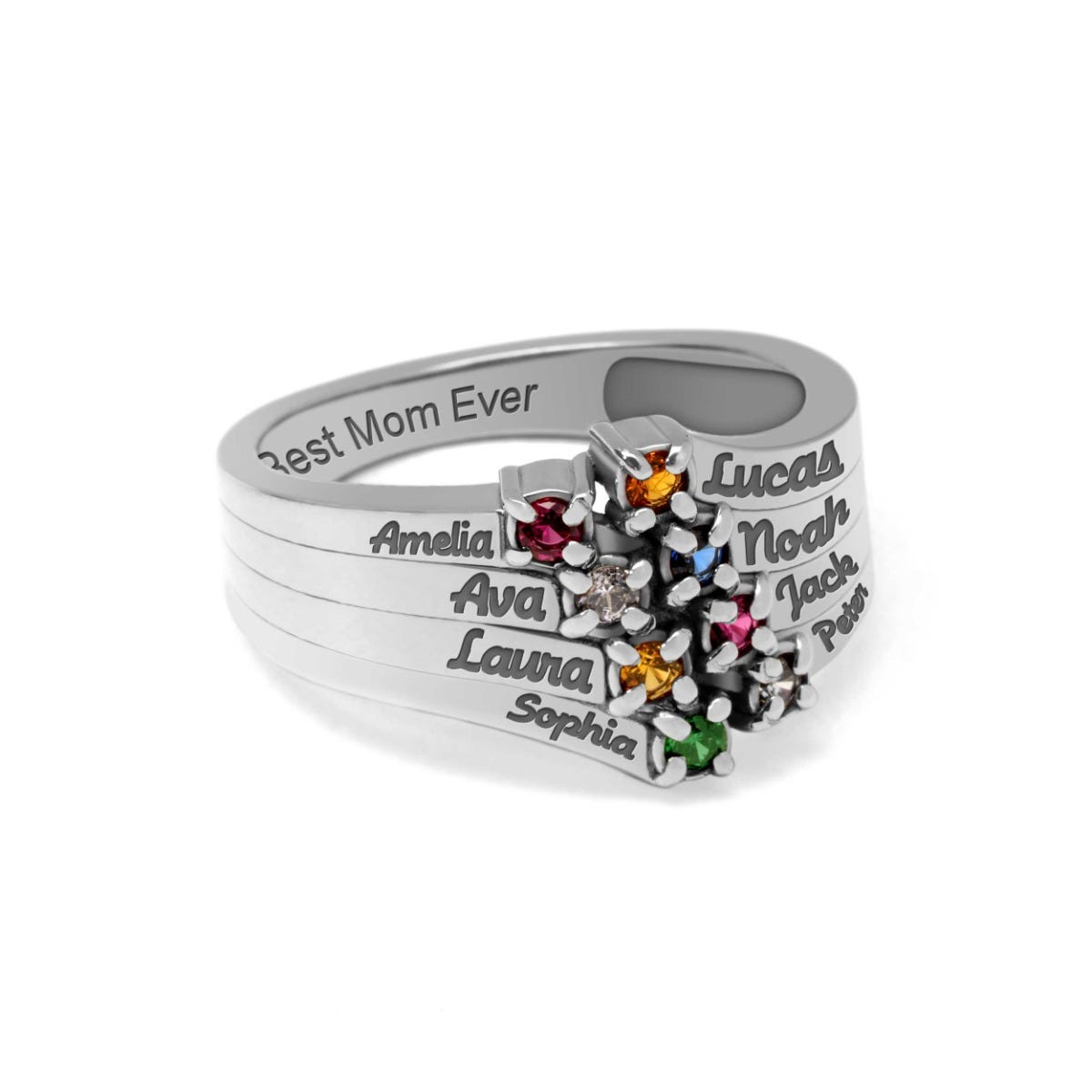 8 Birthstone Wave Ring