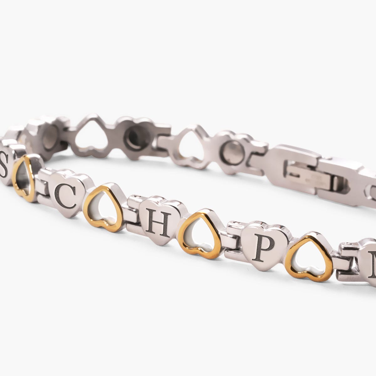 Two Tone Heart Shaped Stainless Bracelet