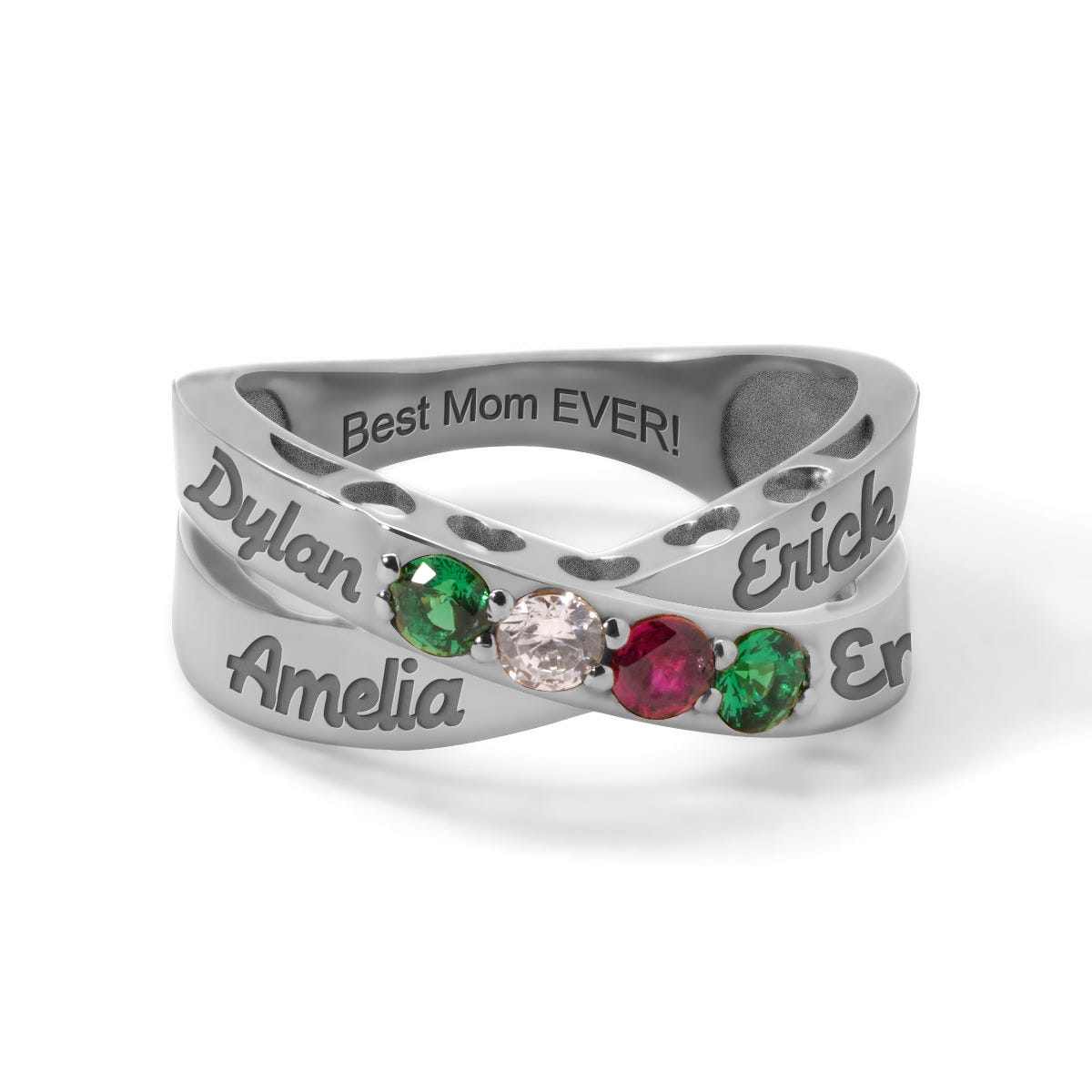 Across My Heart 4-Stone Mother's Ring