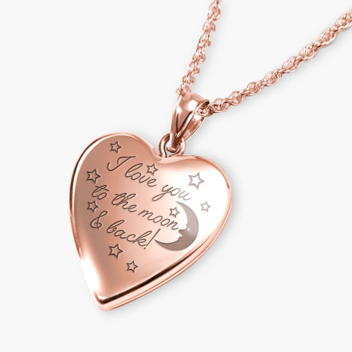 Rose Gold Plated " To The Moon & Back" Heart Photo Locket