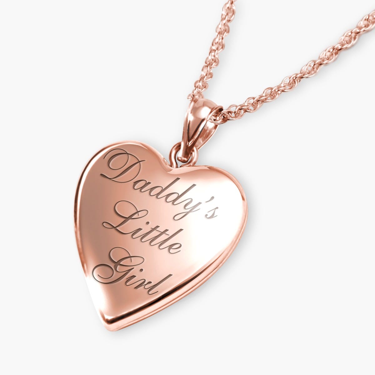 Solid 14K Rose Gold Daddy's Little Girl Heart Locket