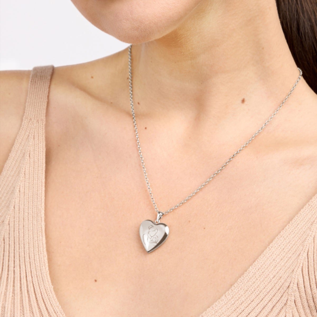 Build Your Own Sterling Silver 2-Picture Mom Heart Locket