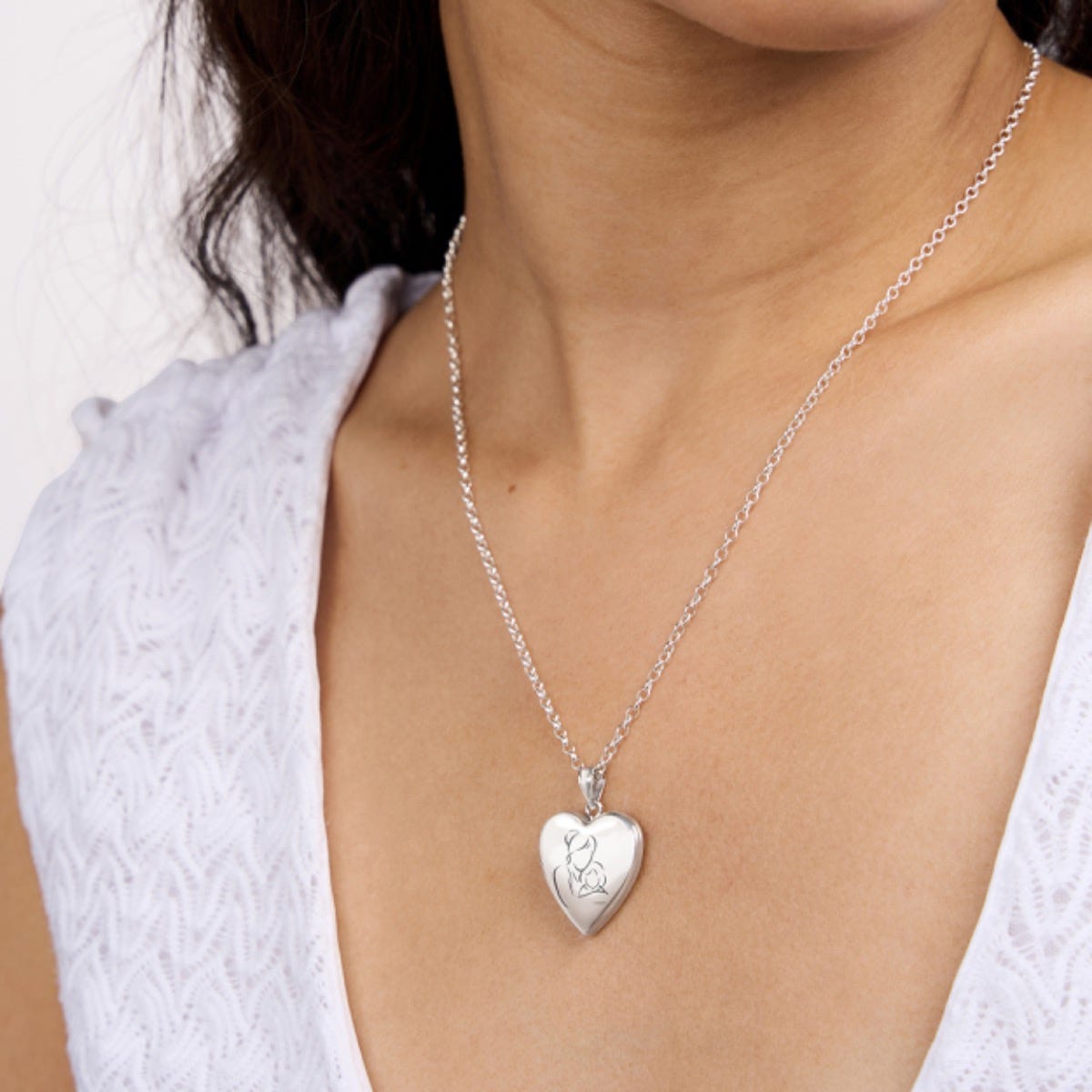 Build Your Own Sterling Silver 2-Picture Mom Heart Locket