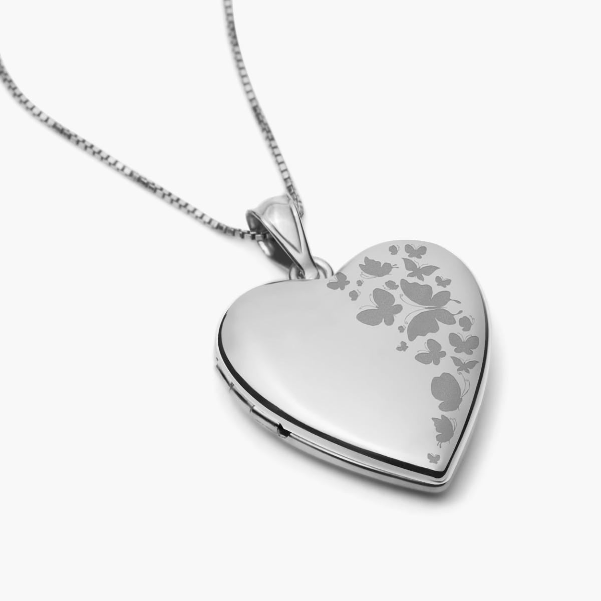 Sterling Silver Butterfly Heart Photo Locket