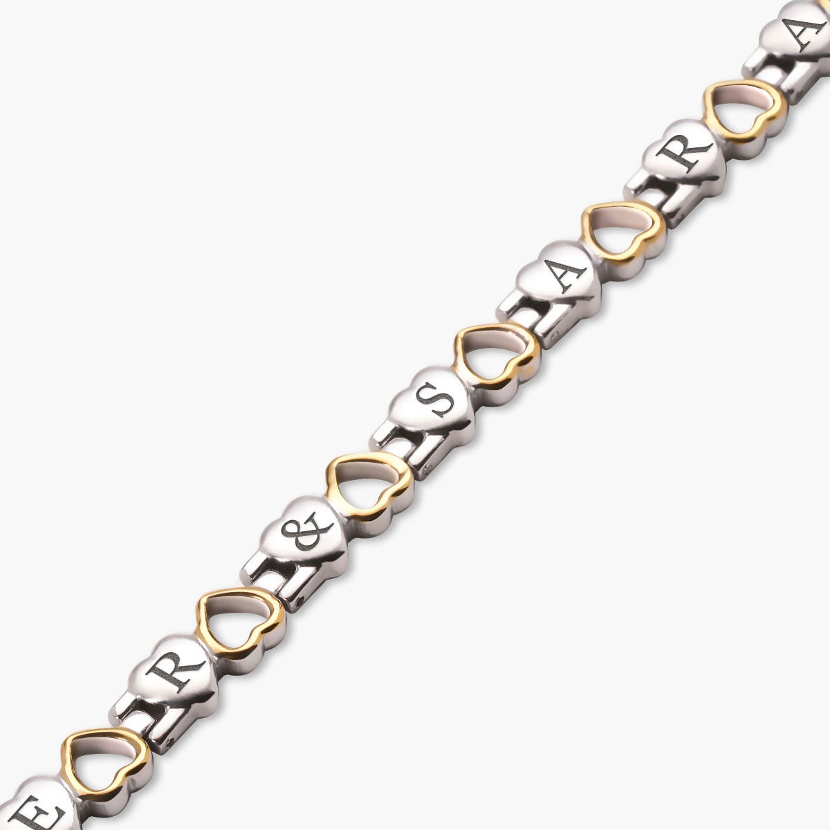 Two Tone Heart Shaped Stainless Bracelet