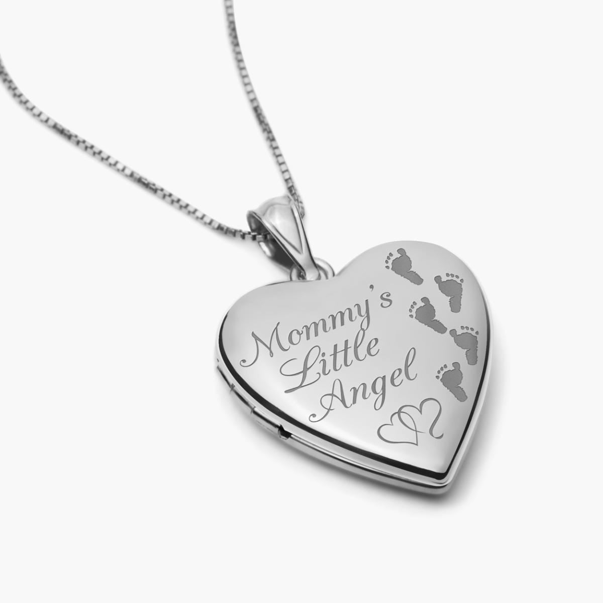 Sterling Silver "Mommy's Little Angel" Heart Photo Locket