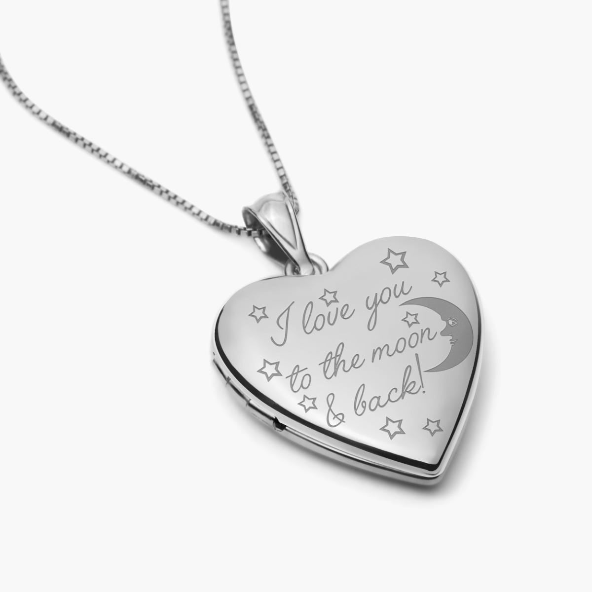 Sterling Silver " To The Moon & Back " Heart Photo Locket