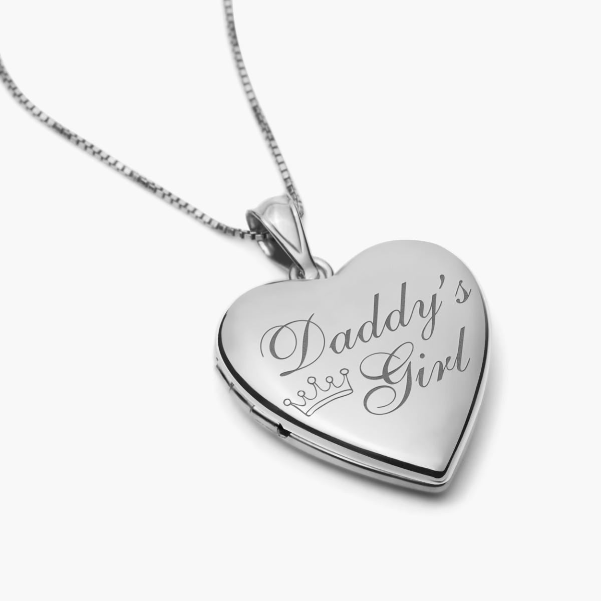 Sterling Silver Daddy's Girl Heart Photo Locket