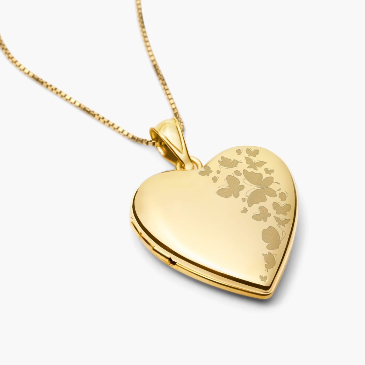 14k Yellow Gold Butterflies Photo Locket