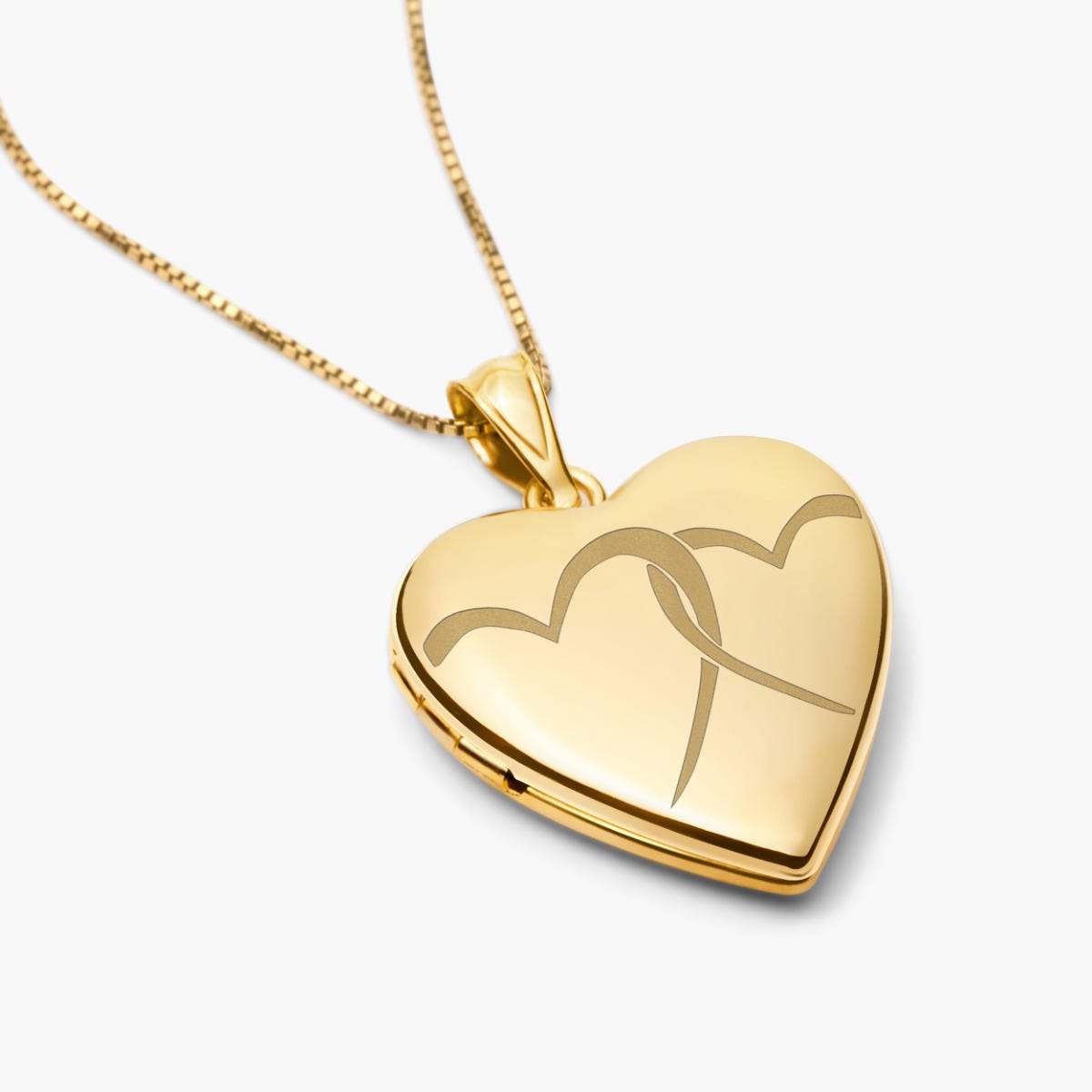 14k Yellow Gold Interlocking Hearts Photo Locket