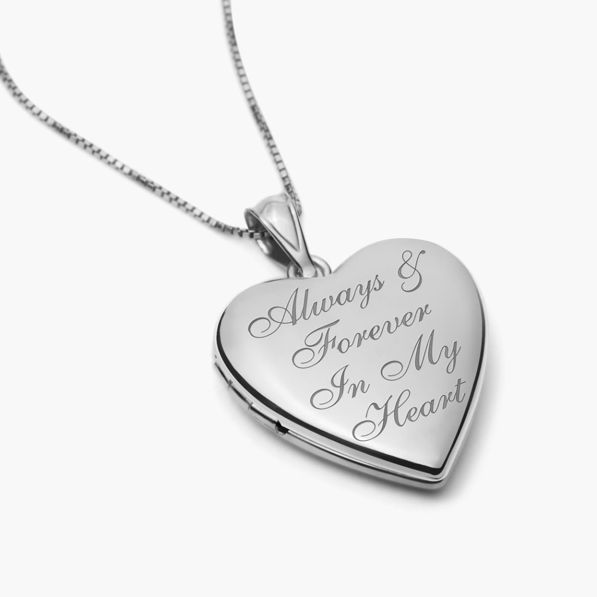 Sterling Silver "Always & Forever In My Heart" Heart Photo Locket