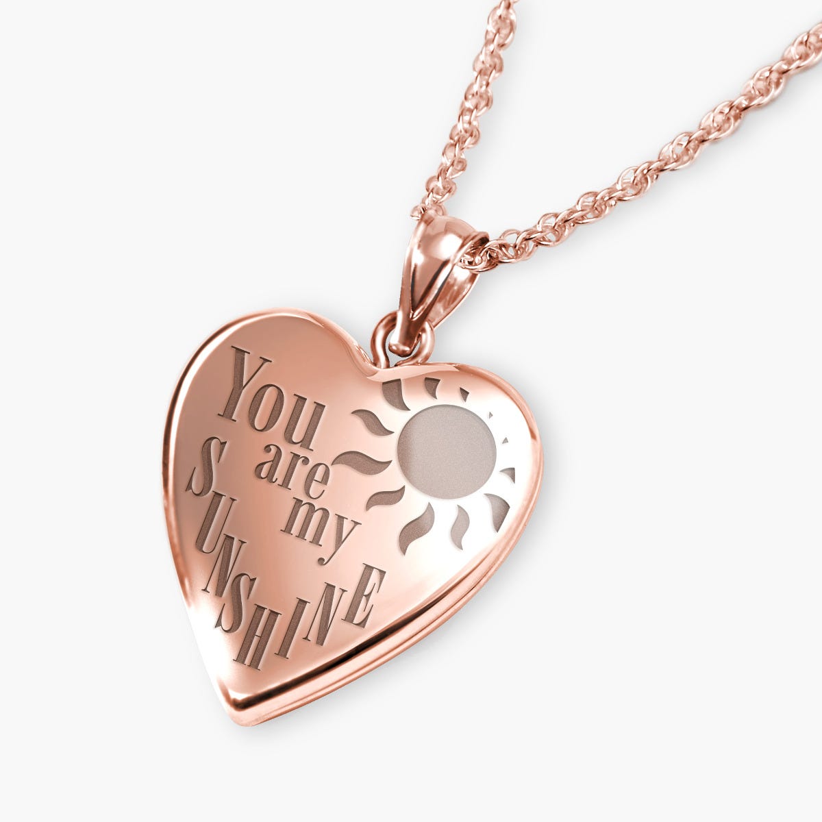 Rose Gold Plated You Are My Sunshine Heart Photo Locket