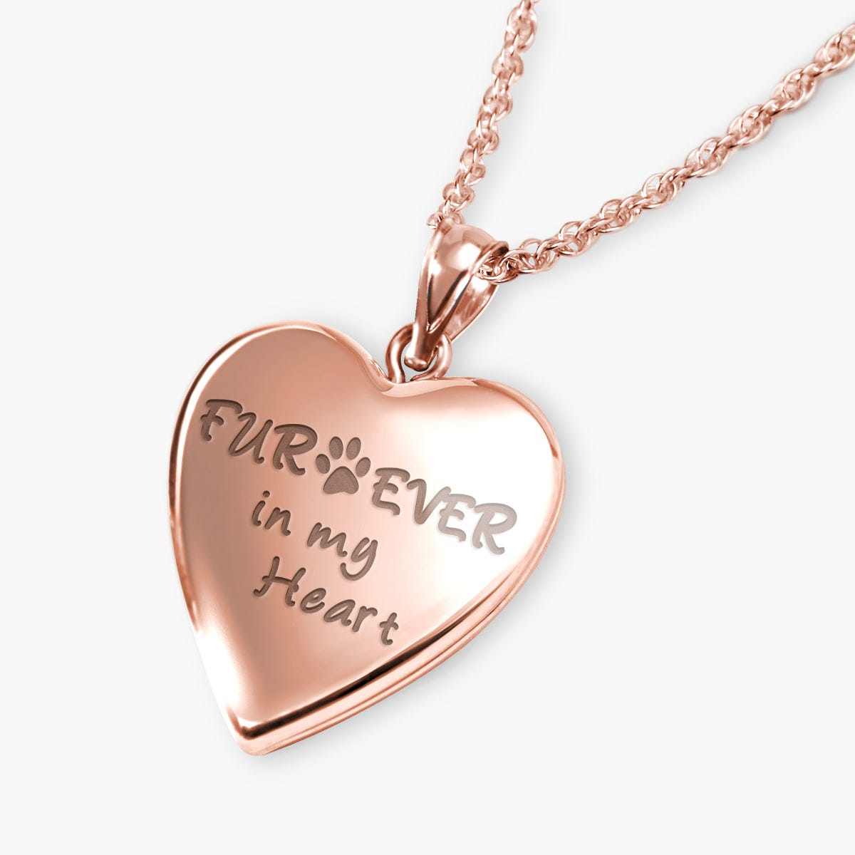 Rose Gold Plated "Furever In My Heart" Heart Photo Locket
