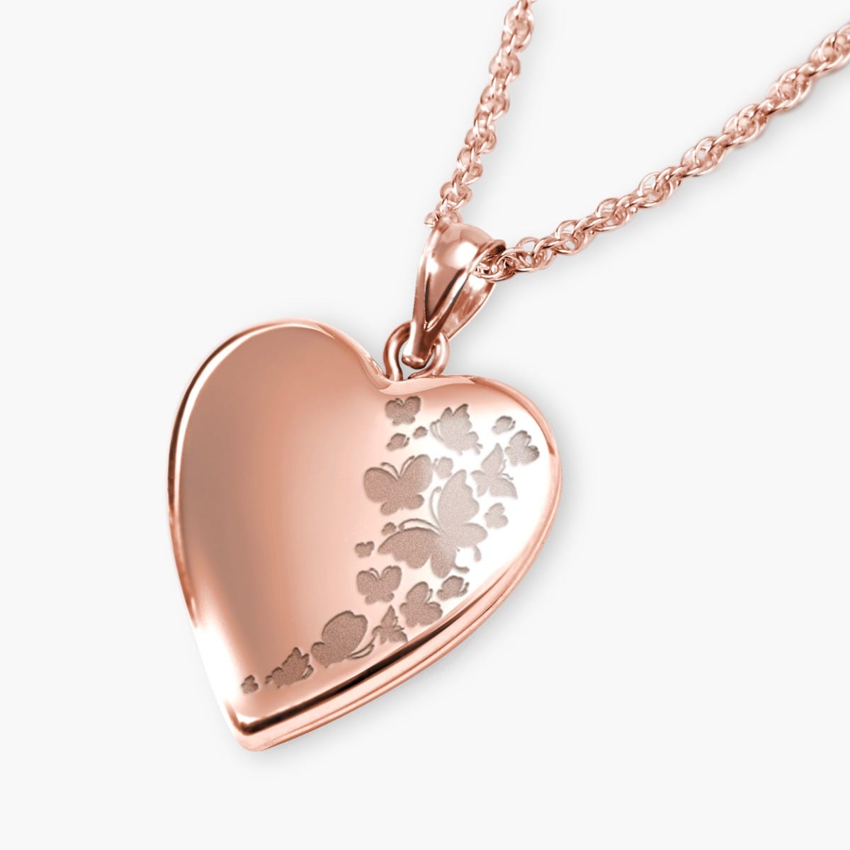 Rose Gold Plated "Butterflies" Heart Photo Locket