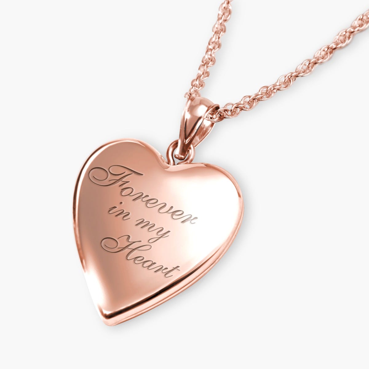 Sterling Silver Rose Gold Plated "Forever In My Heart" Heart Locket