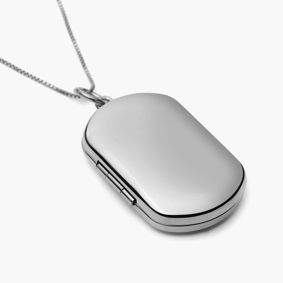 Sterling Silver Dog Tag Photo Locket