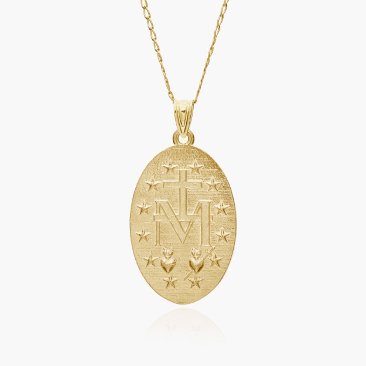 14K Yellow Gold Oval Miraculous Medal