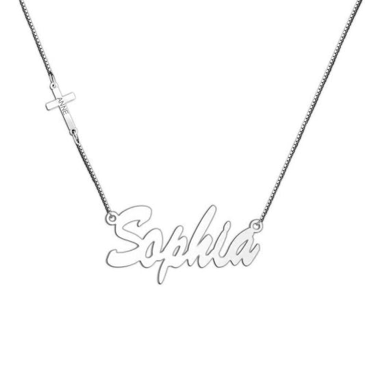 Cross Charm Personalized Name Necklace