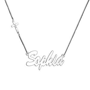 Cross Charm Personalized Name Necklace