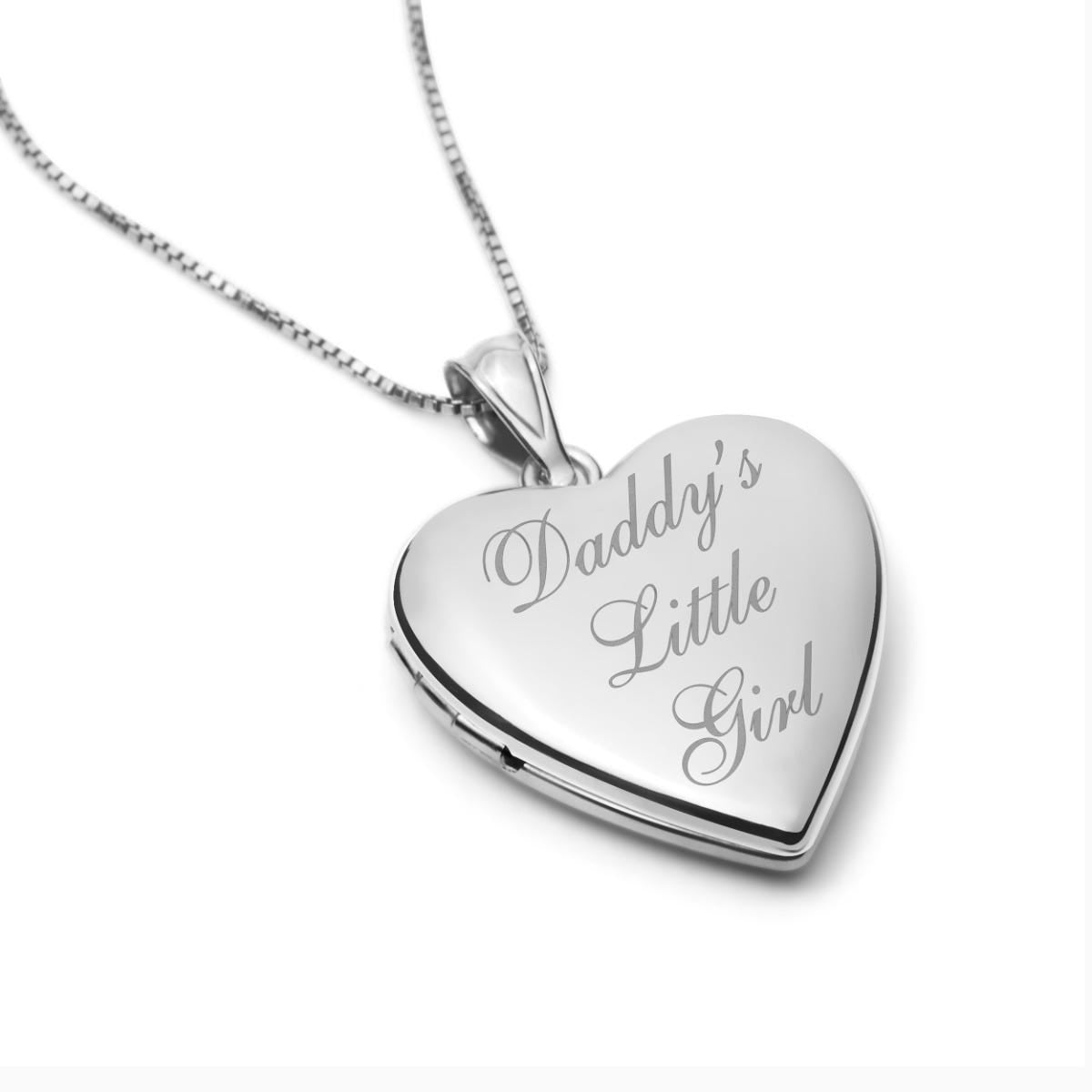 Sterling Silver Daddy's Little Girl Heart Photo Locket