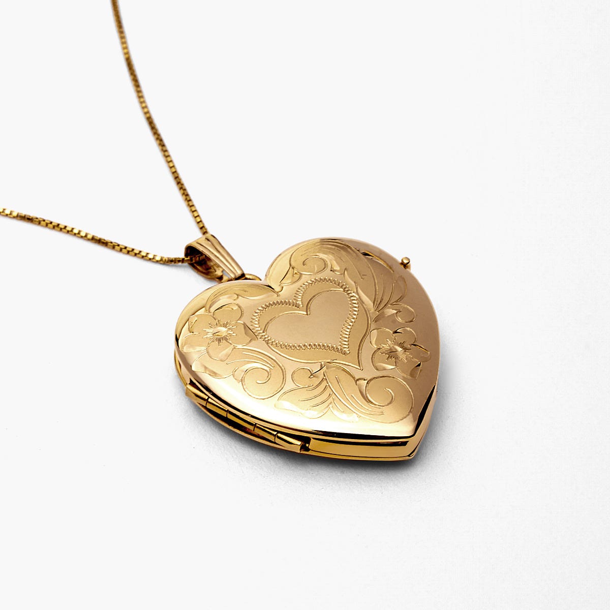 Yellow Gold Floral Heart 4 Photo Locket