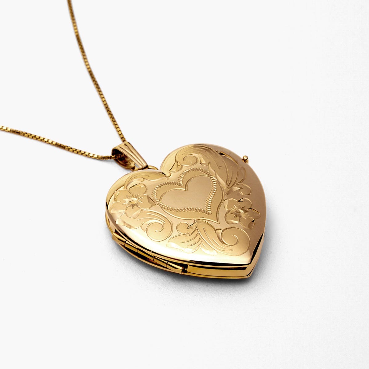 Yellow Gold Floral Heart 4 Photo Locket