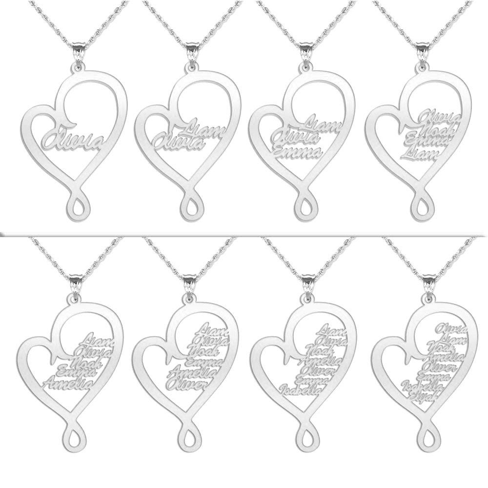 Personalized Family Hugging Heart Pendant with up to 8 Names