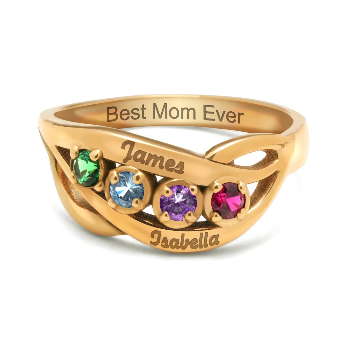4 Across Birthstone Overlapping Ring