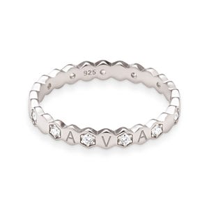 Hexagon Shaped Band With Initials and CZs