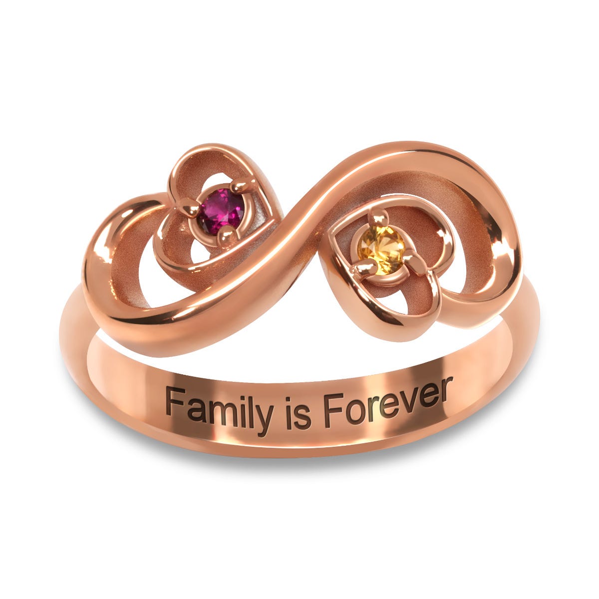 Two Hearts Infinity Birthstone Ring