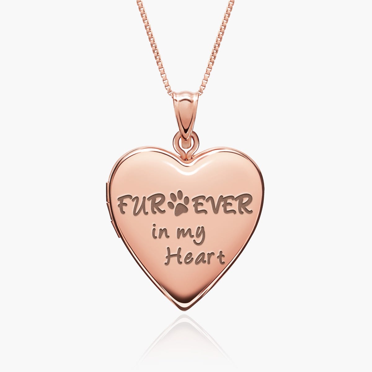 Rose Gold Plated "Furever In My Heart" Heart Photo Locket