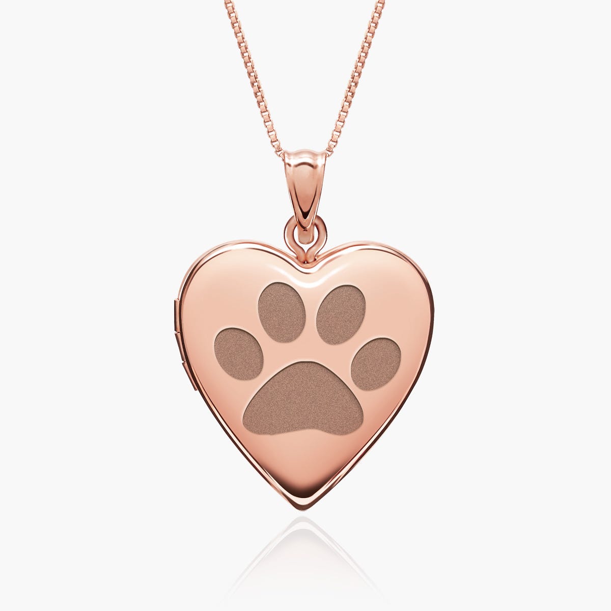 Rose Gold Plated "Dog Paw Print" Heart Photo Locket
