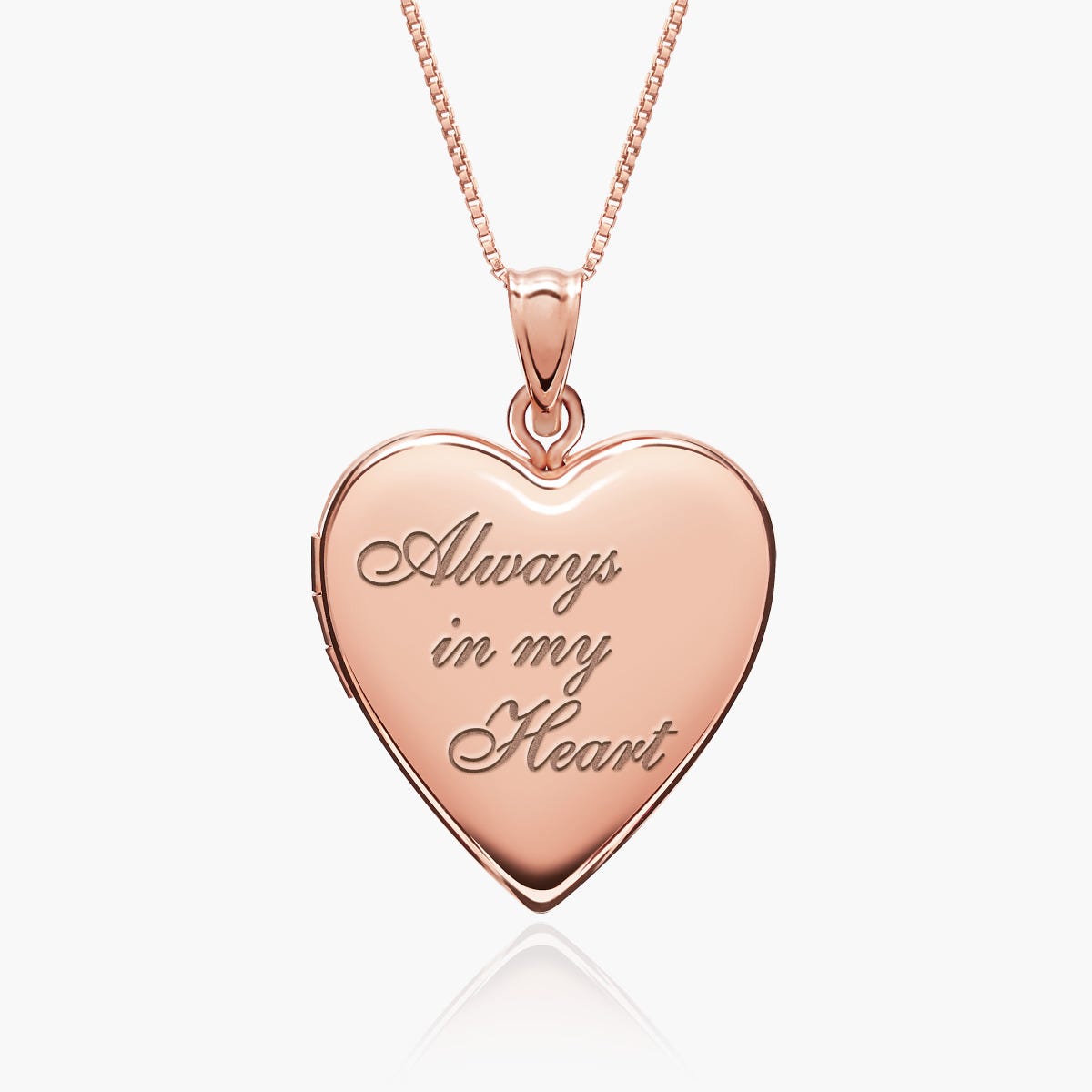 14k Rose Gold Always In My Heart Photo Locket