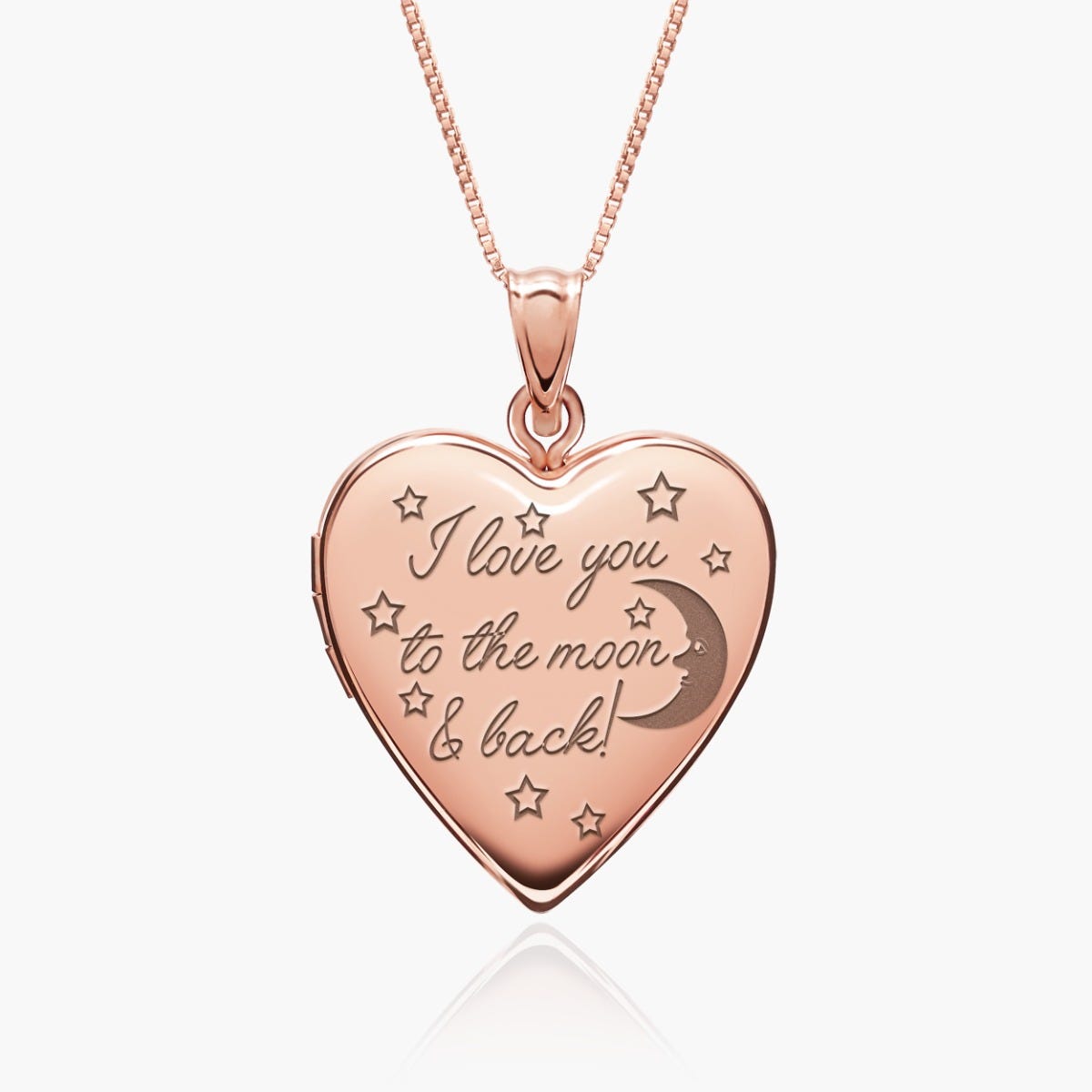 Rose Gold Plated " To The Moon & Back" Heart Photo Locket